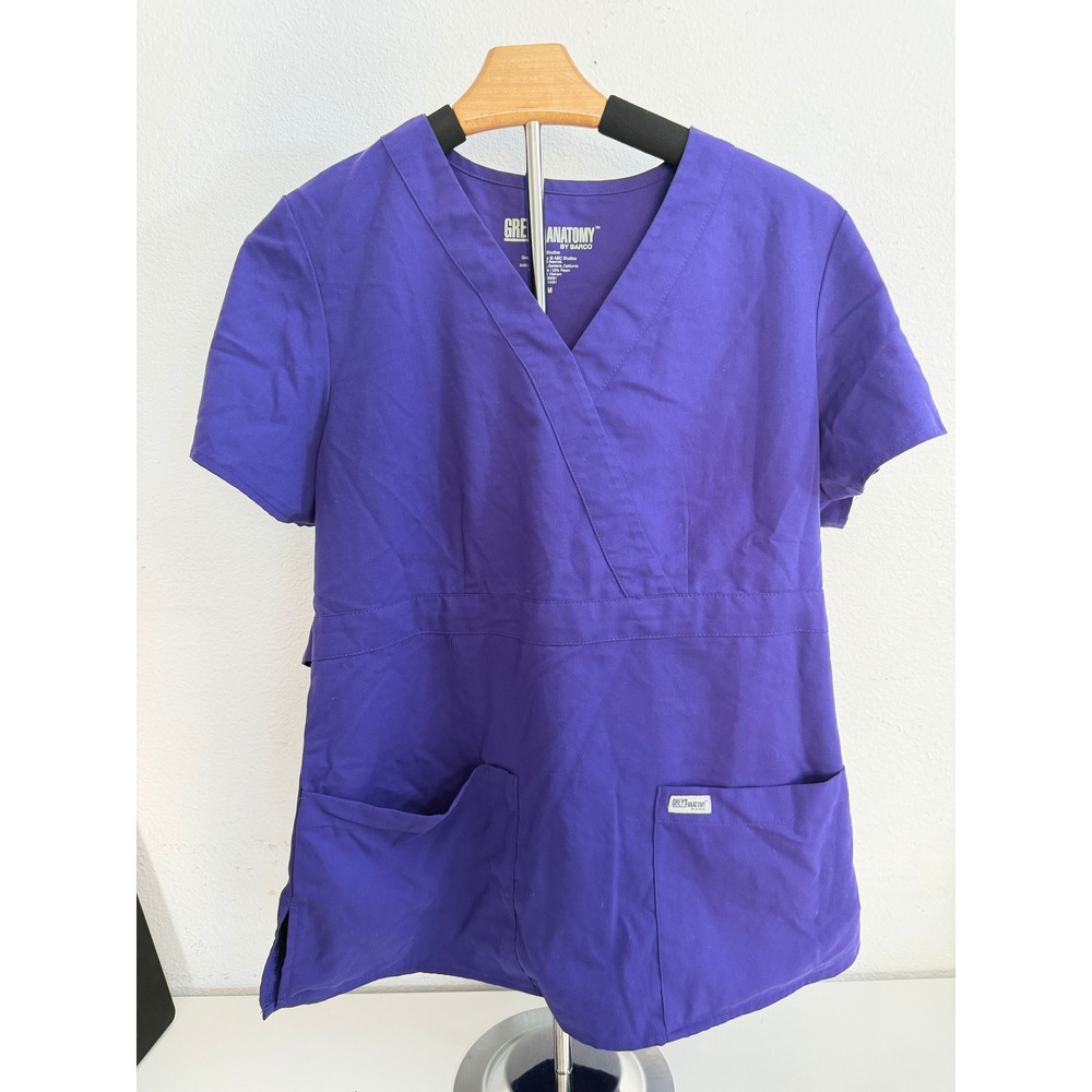 Greys Anatomy by Barco Purple Mock Wrap Scrub Top Womens Medium 41101